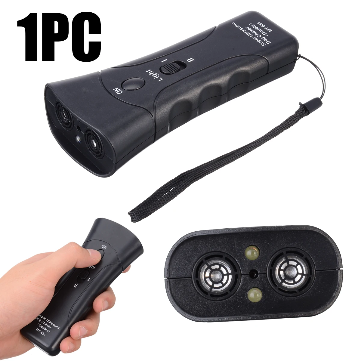 Двойная головка ультразвуковой антилай для собак мощный светодиодный фонарик