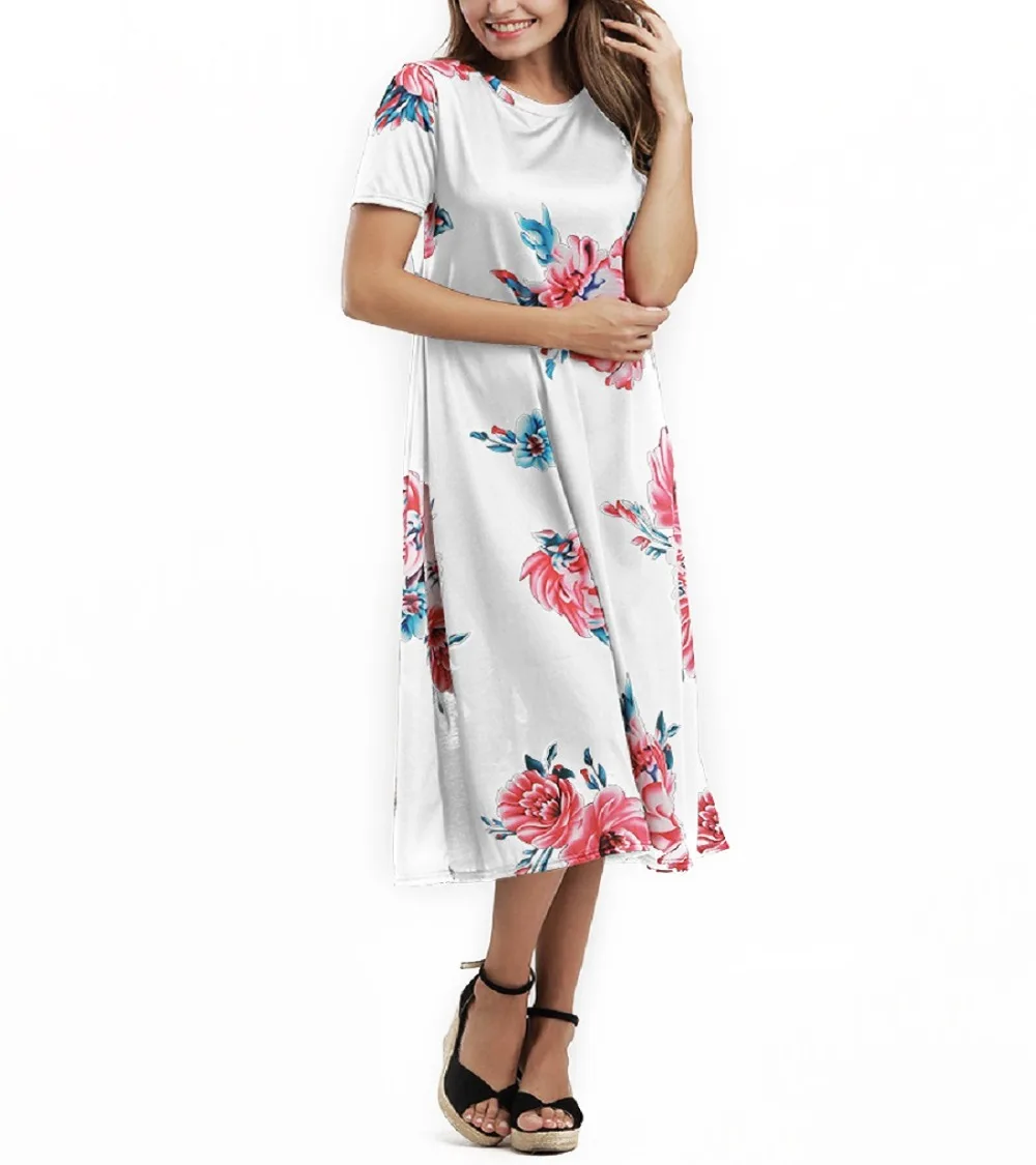 2018 летнее платье с принтом для женщин shirtmaxi Длинные рукава Boho черный и белый