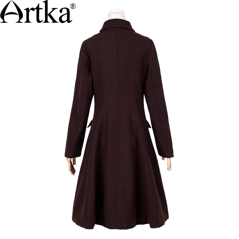 Женское шерстяное пальто с отложным воротником и длинным рукавом|woolen coat|coat vintageslim