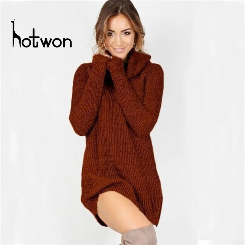 Женское платье свитер с высоким воротником свободное водолазка длинным рукавом