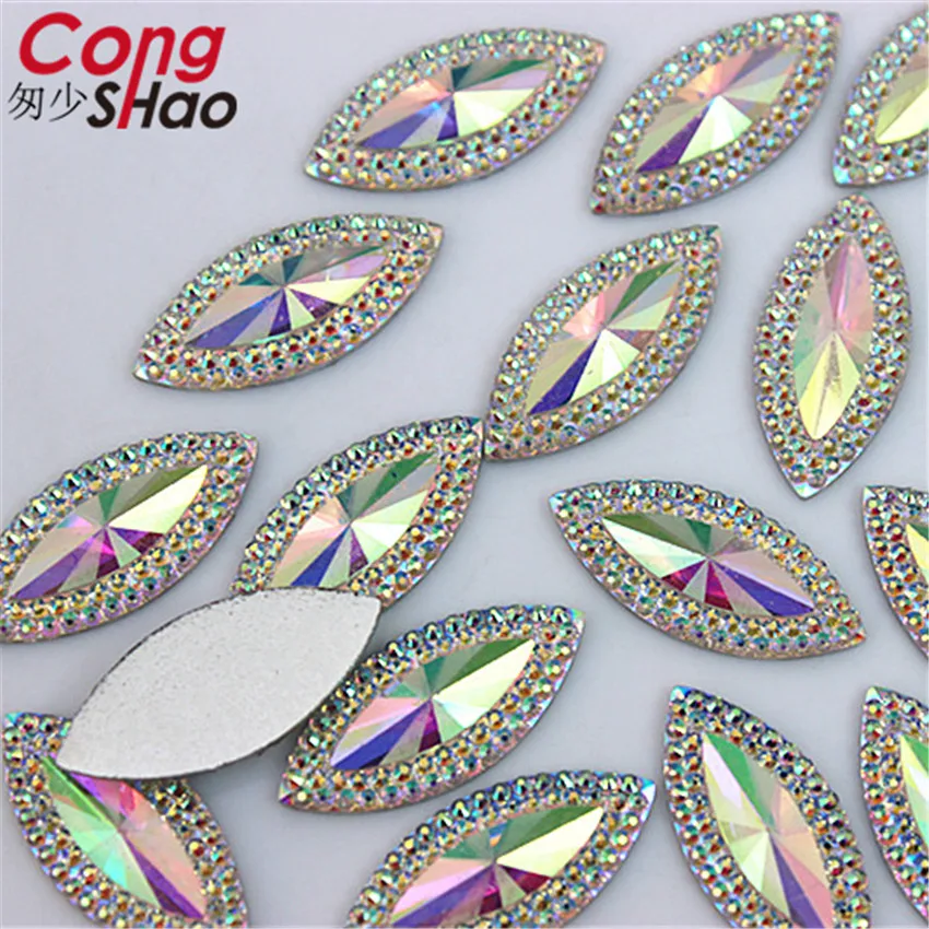Cong Shao 300 шт. 9*20 мм Красочный конский глаз с плоской задней стороной смолы Стразы