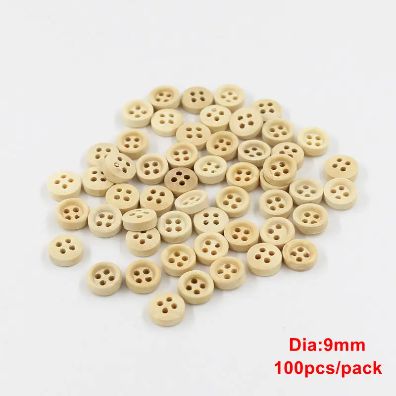 9mm 100pcs 30/100 шт./упак. цвет древесины с 4 отверстиями деревянные пуговицы декоративные шитье, скрапбукинг, аксессуары для ремесла Сделай Сам - Цвет: 9mm 100pcs