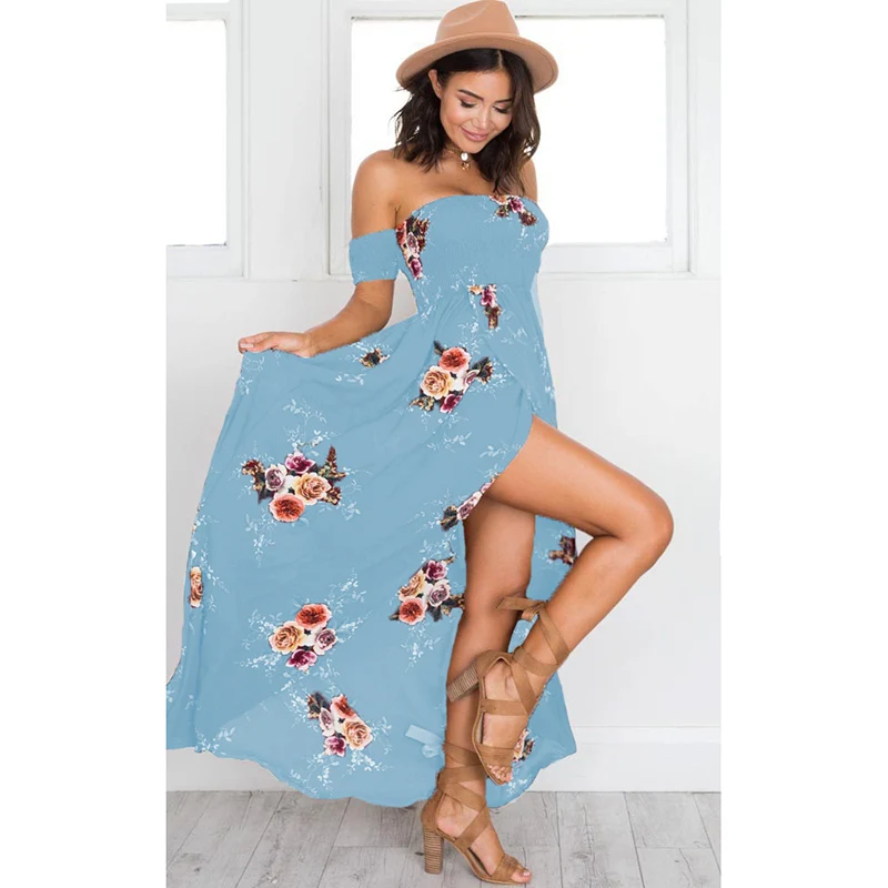 Летнее платье 2020 Boho пол Длина длинное для женщин с открытыми плечами сексуальное