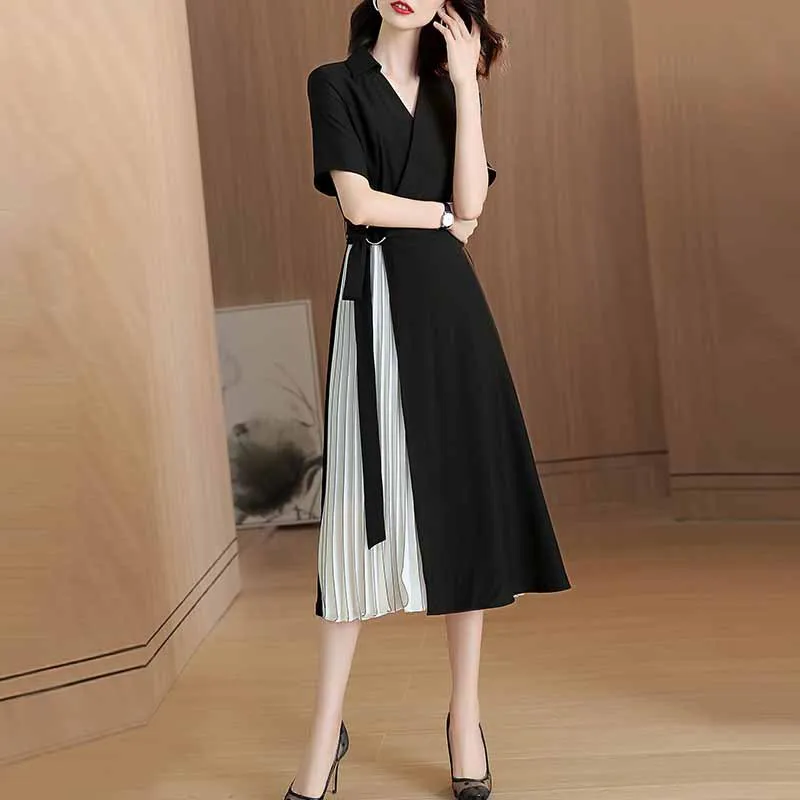 

Black Dress For Women Patchwork Pleated Dress Vestidos De Fiesta De Noche Ol Womens Dresses New Arrival 2019 Vestido De Festa