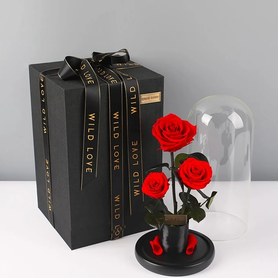 Immber Fresh Live Rose вечное сушеное сохранение поддельный цветочный стеклянный