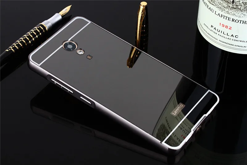 For Lenovo P2 Case 5.5 inch Luxury Aluminum Frame Gold Mirror Phone Case For Lenovo Vibe P2 P 2 P2C72 Phone Cover Coque capa