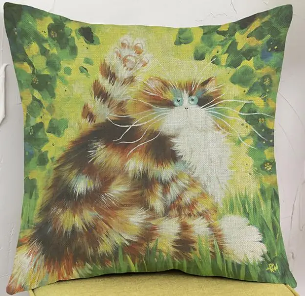 Чехол для подушки с мультяшным изображением толстого кота чехол Льняные