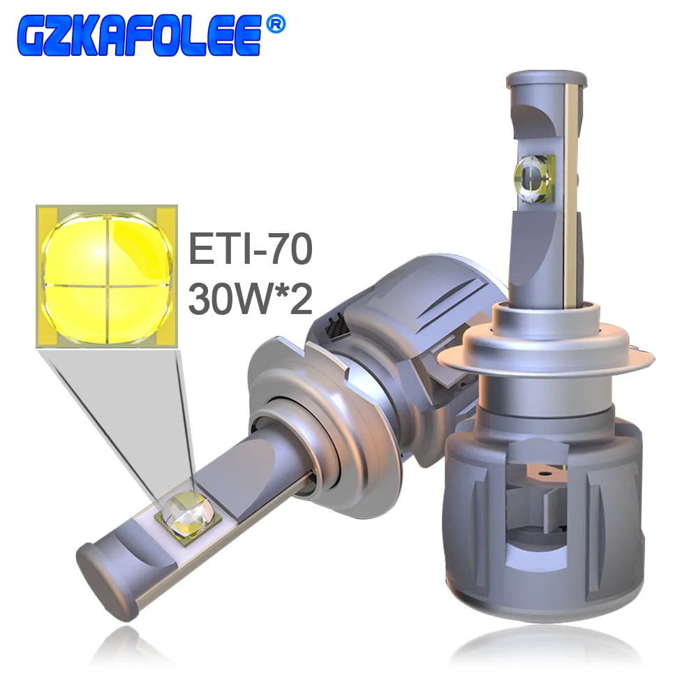 Gzkafolee h4 светодиодные лампы h7 9005 9006 hb3 D1S D2S D3S D4S D2C D1C D1R D2R D3R hb4 h11 Авто 12 V Мини 6000LM 60 W 6000