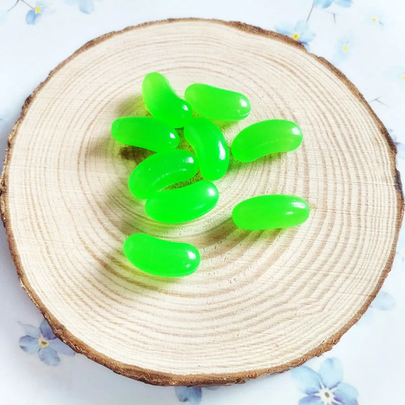 Зеленый 10 шт. мини смолы желе бобы DIY Lizun Моделирование еда конфеты деко части поддельные конфеты торт пушистые прозрачные поставки слаймов аксессуары - Цвет: Зеленый