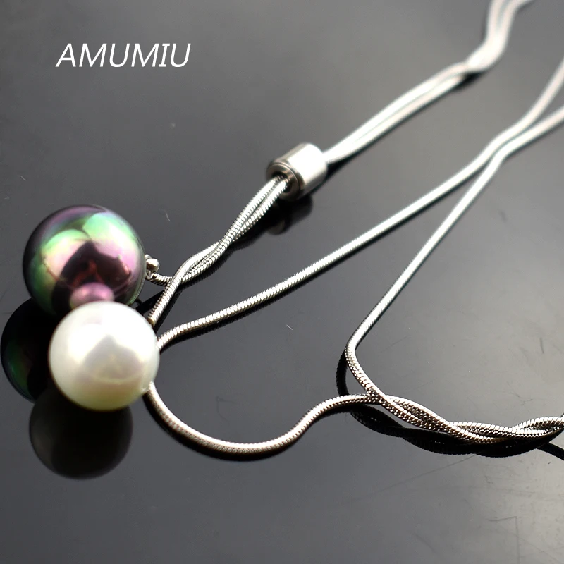 

AMUMIU 2 мм змеиная цепь Регулируемая Длина акриловый шар ожерелье звено из нержавеющей стали ювелирные изделия для женщин HZN115