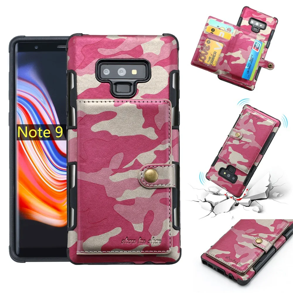 Камуфляжный чехол для samsung Galaxy S8, S9, S10, S10E Plus, Note 8, 9, Note9, кожаный бумажник, чехол для телефона