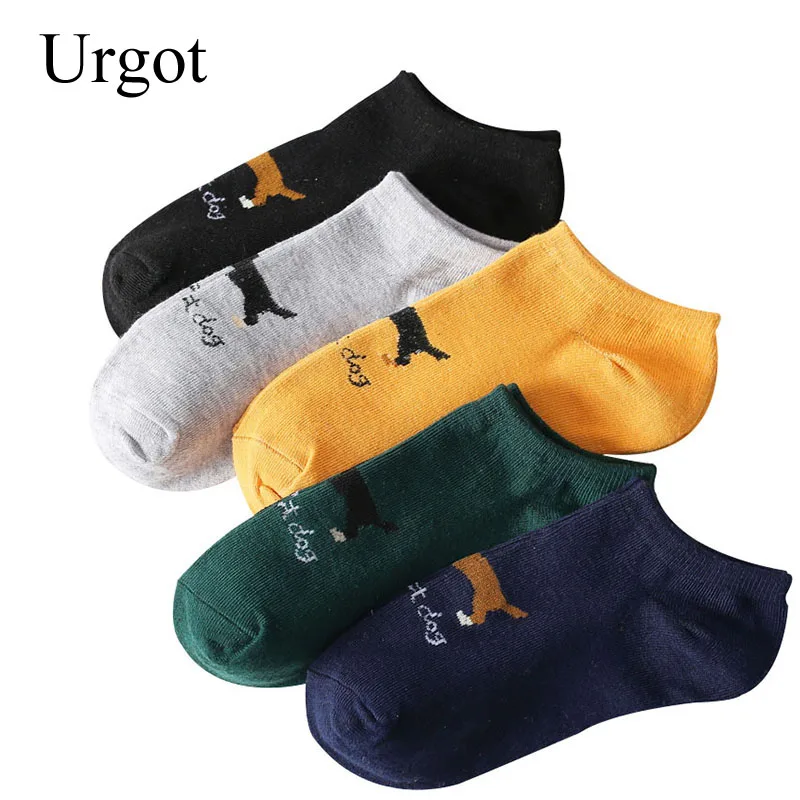 Urgot/5 пар/лот мужские носки лодочки с закрытым носком и мультяшными собаками