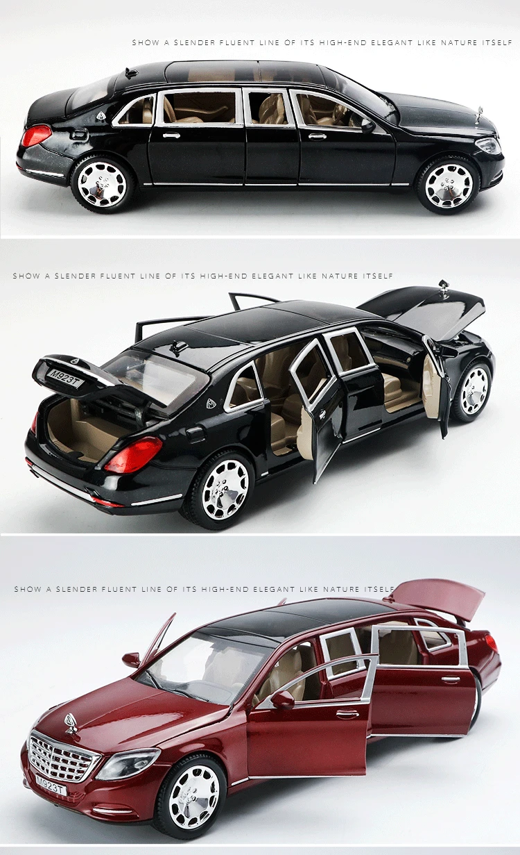 1:24:32 звуковой светильник, сплав Maybach S600, модель автомобиля, 6 дверей, игрушки для мальчиков, детский подарок