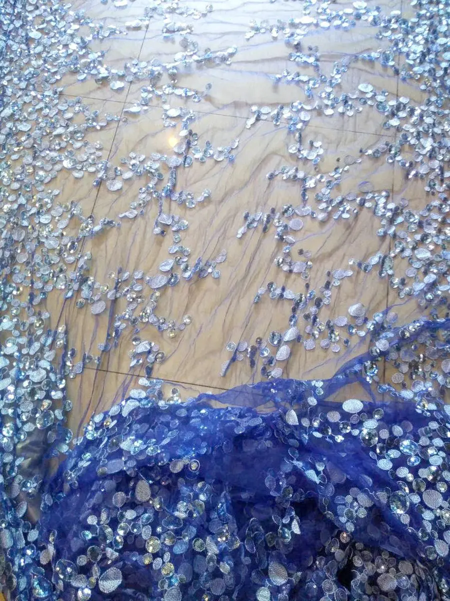 Высокая швейцарская вуаль кружева синий Швейцария Вышивка Ткань пайетки гипюр