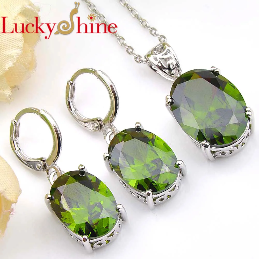 Luckyshine подарок на праздник Овальный огненный оливковый Перидот Кристалл