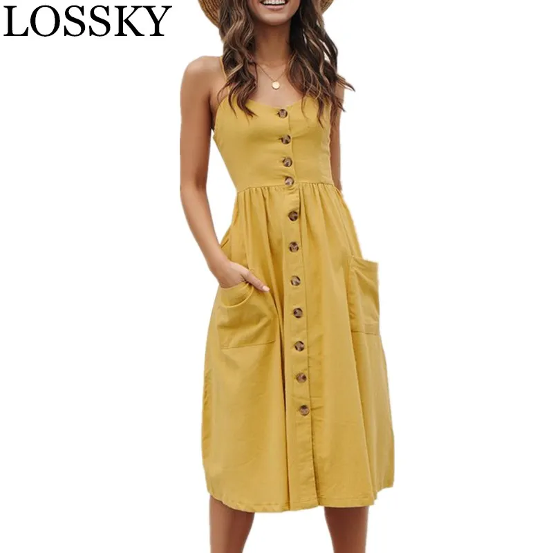 Женский сарафан средней длины на бретельках с цветочным принтом и V образным