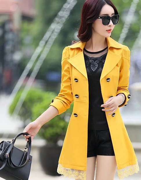 autumn/spring women's clothing coat outerwear jacket european slim lace design M-3xl size 8 color | Женская одежда