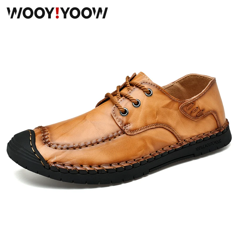 WOOY! YOOW/мужская повседневная кожаная обувь; удобные мокасины в горошек из мягкой кожи со шнуровкой; обувь в деловом стиле с низким верхом