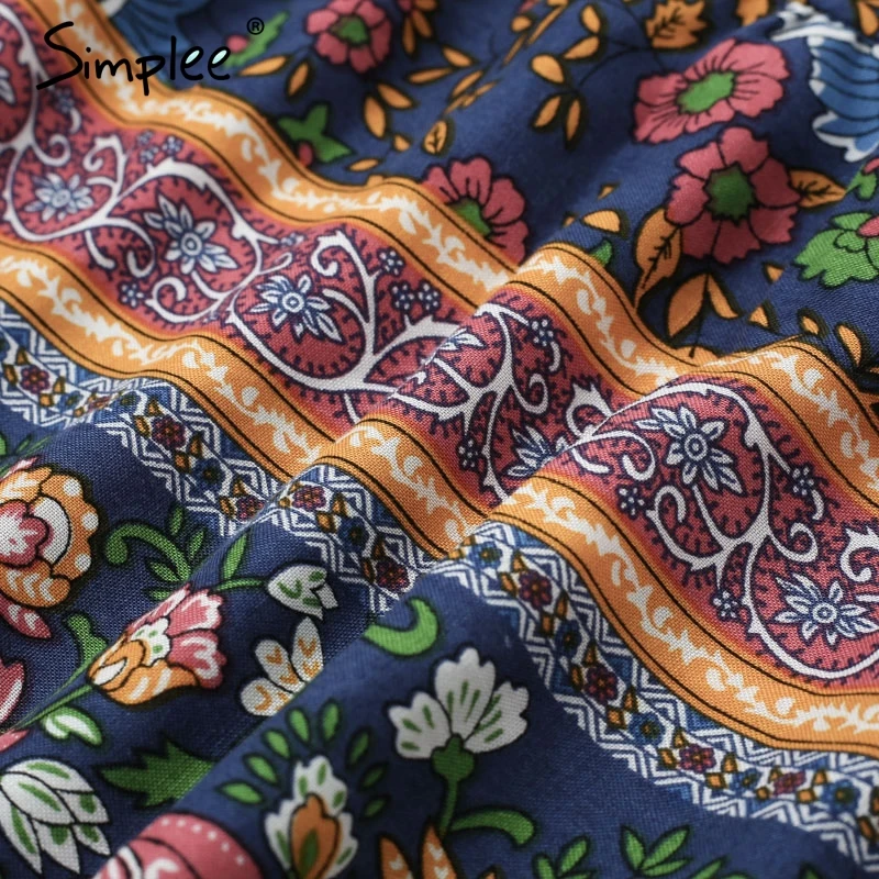 Женское длинное платье Simplee с принтом цветов богемное винтажное рюшами и поясом