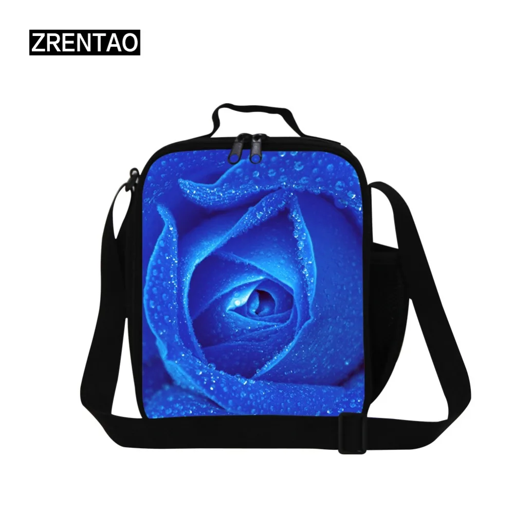 

ZRENTAO fashion flower lunch bags double zipper cooler bags for school picnic food container thermal insulated bags for working