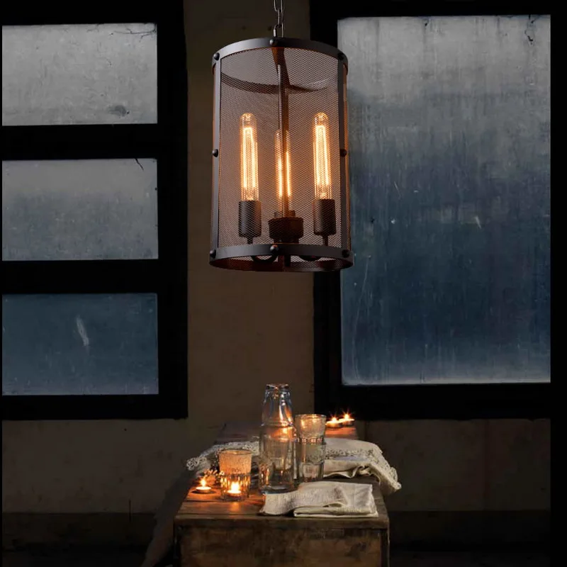 Американский винтажный подвесной светильник из кованого железа в стиле ретро