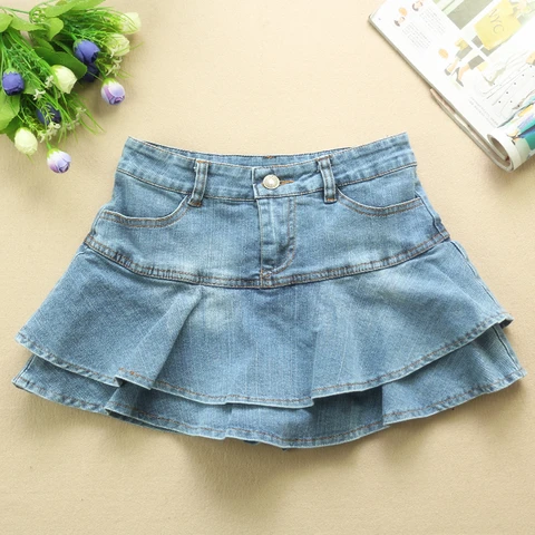 Женские плиссированные юбки с рюшами, летняя трапециевидная джинсовая мини-юбка, 2021, короткие женские юбки