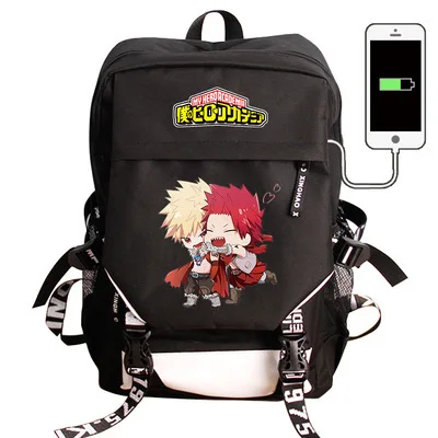 18 Рюкзак для ноутбука My Hero Academy с зарядкой от usb Boku no Hero Academy COS, школьная сумка, рюкзак, водонепроницаемый рюкзак для путешествий - Цвет: 18