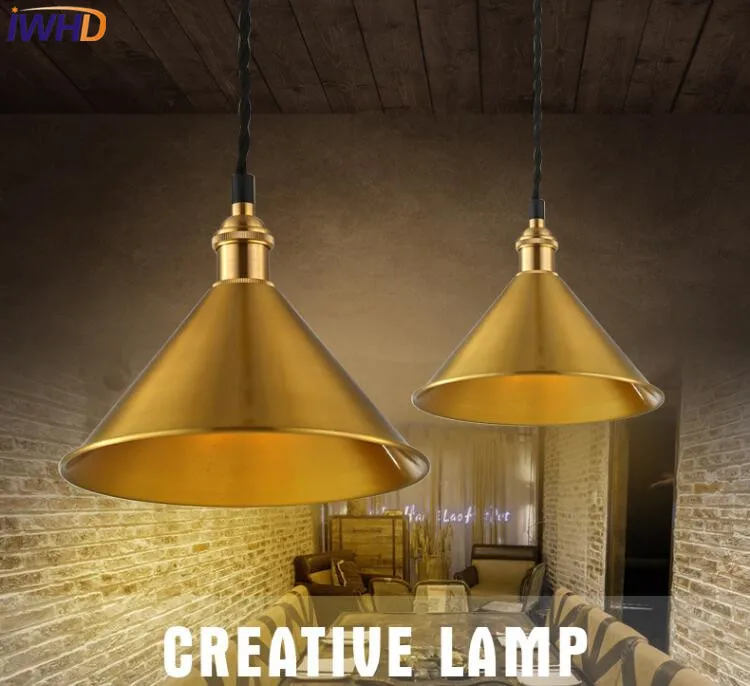 

IWHD Style Loft Industrial Vintage Copper Pendant Light Fixtures Retro Lamp Pendant Lights Indoor Lighting Bedroom Hanglampen