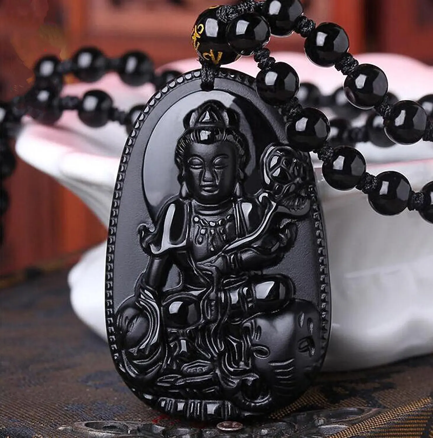 Koraba изящное ювелирное изделие C1lint7785631 обсидиан Samantabhadra Bodhisattva Сидящий слон мир