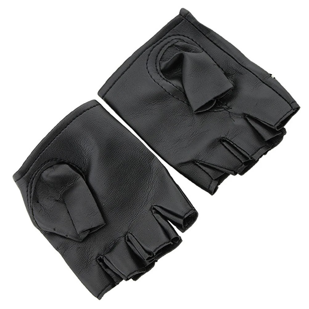 4 пары заклепок половина пальцев перчатки панк рок стиль без (черные