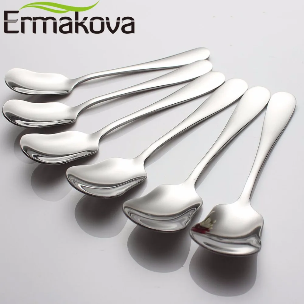 ERMAKOVA 6 шт./партия Нержавеющая сталь ложка для мороженого Чай Ложка десертная торт