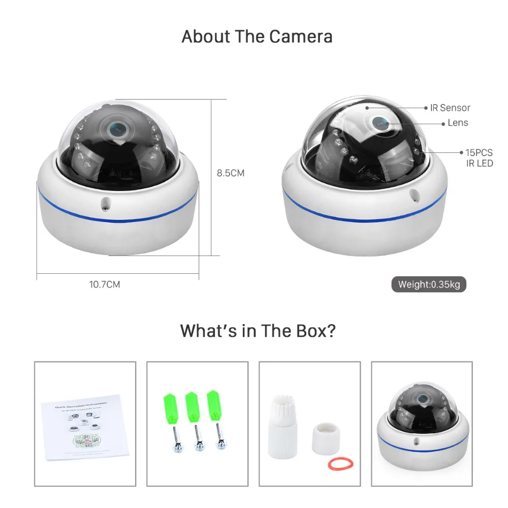 

HD 1080P 2MP Surveillance IP POE Camera Vandalproof IR Night Vision Dome Security Camera P2P Dome Camera Outdoor CCTV IP Camera