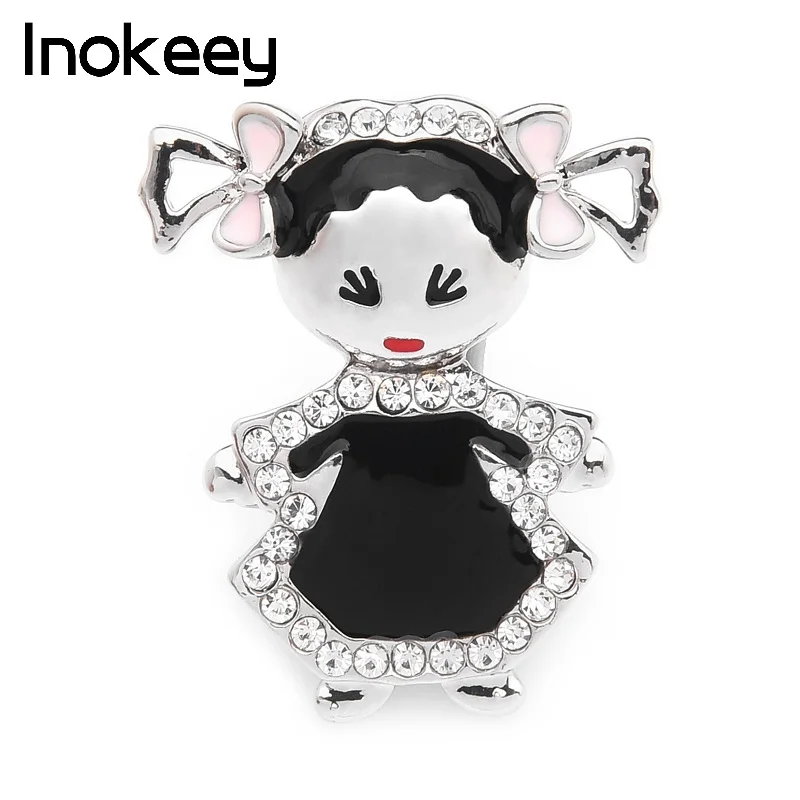 Inokeey Crying Little Girl Brooches Wearing Black Dress with 2 Ponytails Brooch Pins Princesses For Women | Украшения и