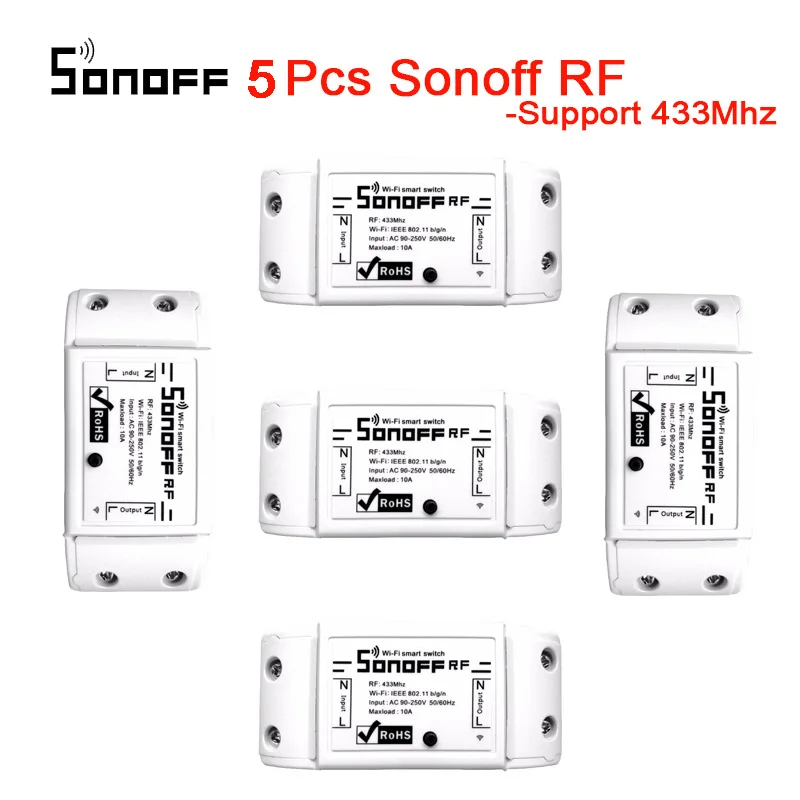 5 шт. Sonoff РЧ основной Wifi умный переключатель управляемый беспроводной релейный DIY