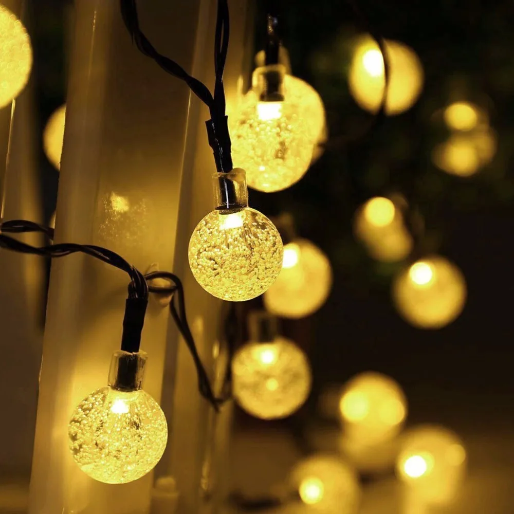 Водонепроницаемая Солнечная гирлянда 6 м 30 Led Bubble Garden Цветная декоративная лампа