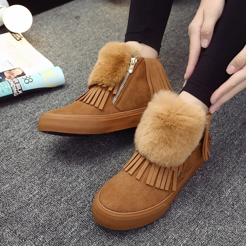 Winter snow boots female Korean style casual keep warm ankle Non-slip flat shoes women | Обувь