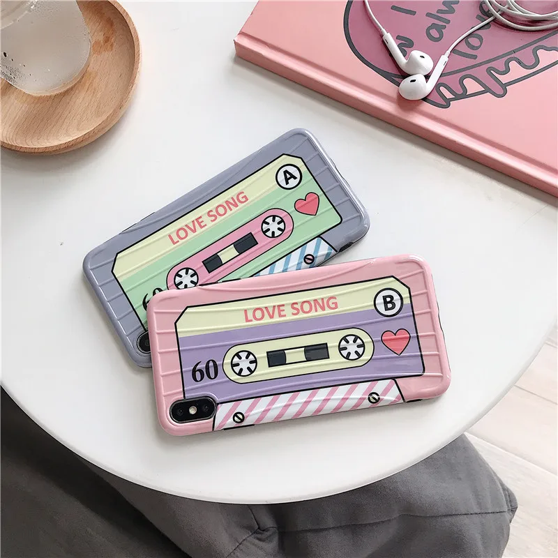 DECOCASE Cute Tape Luggage Stripped Pattern 3D Protective Phone Cases for iPhone 6 6s 7 8 Plus X XR XS Max Covers iphone x |