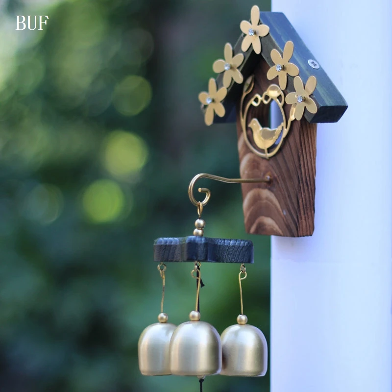 

BUF Copper Bird Nest Wind Chimes Antique House Decoration Windchimes Luxurious Retro Wall Hanging Gift Outdoor Decor