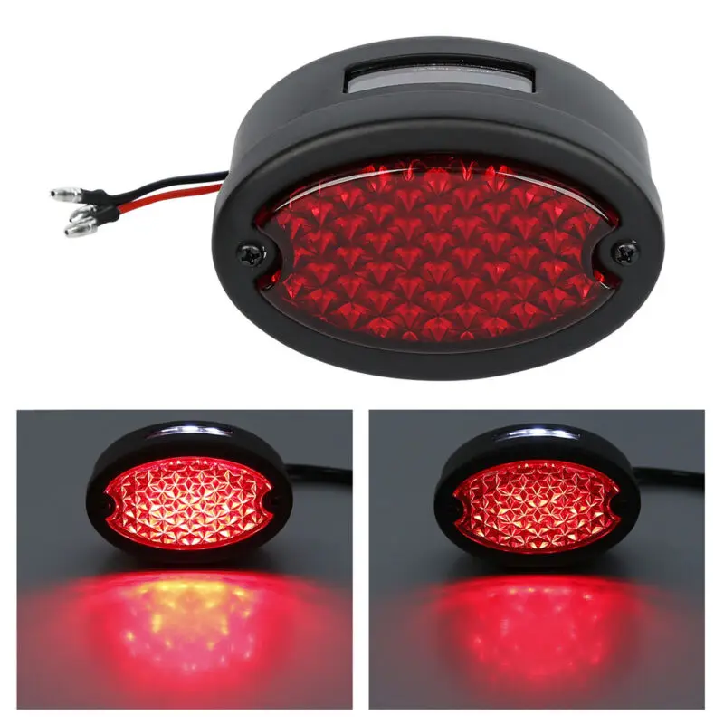 

Motorcycle Oval LED Rear Tail Running Light Brake Lamp For Softail Slim S Fat Boy Chopper Bobber