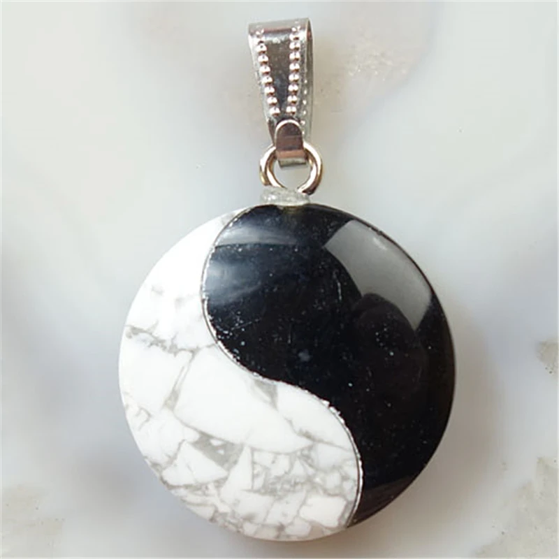 3 шт. белый хавлит и черный камень Инь Янь Тай Чи Подвеска бусина для сплетения
