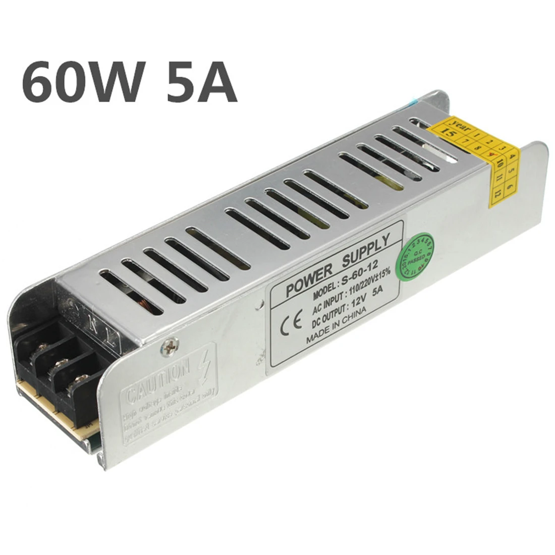 60W DC 12V 5A Small Volume Single Output Switching Power Supply LED Strip Light Display Power Supply Mini Power AC85-265V