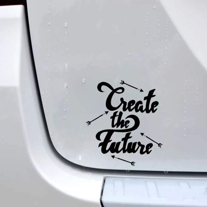 

YJZT 14.6CM*15.8CM Create The Future Arrow Vinyl Decal Car Sticker Black Silver C10-02167