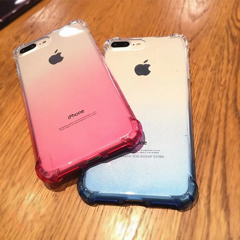 SIXEVE Роскошный Кристалл градиент Fanda для iPhone X 8 7 6 S Plus Clear силиконовый чехол