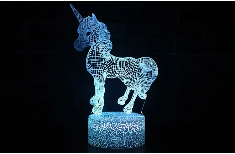 Светильник Единорог светодиодный ночник 7 цветов 3D лампа Батарея USB светодиодный светильник, Veilleuse Enfant декор для детской спальни игрушки сна свет