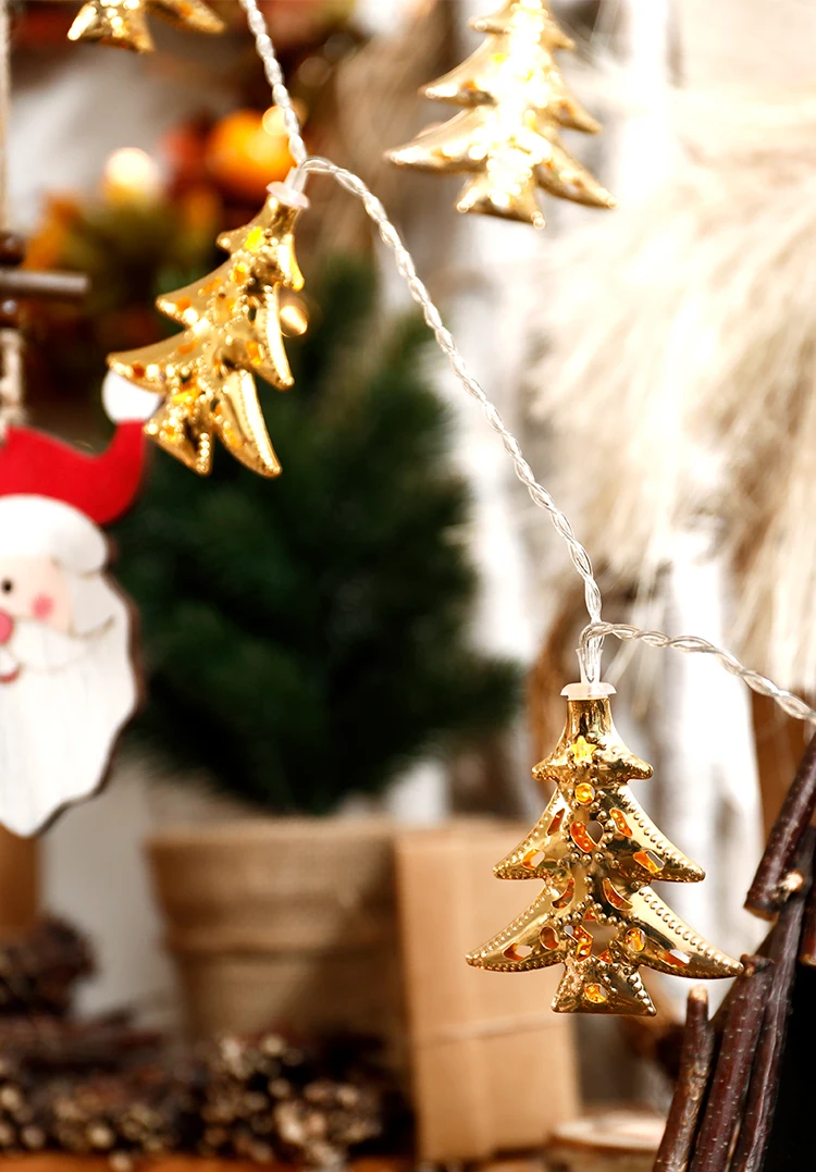 100Led ретро полая елка на батарейках гирлянда 10 м LED Декор для рождественской