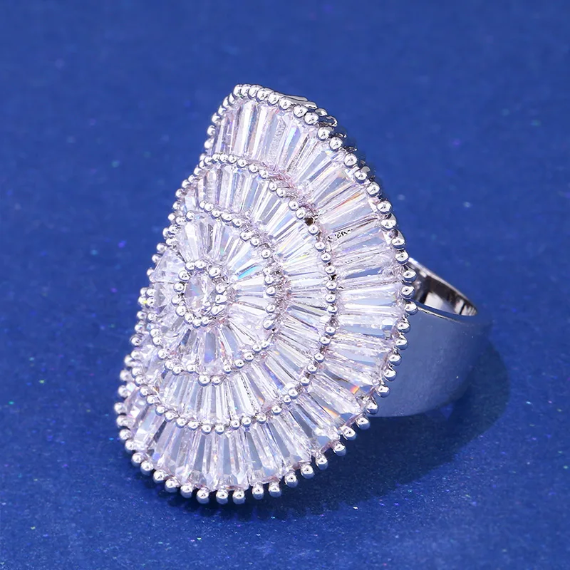 OCESRIO роскошный большой кольца для женщин Серебристый Овальный циркония с