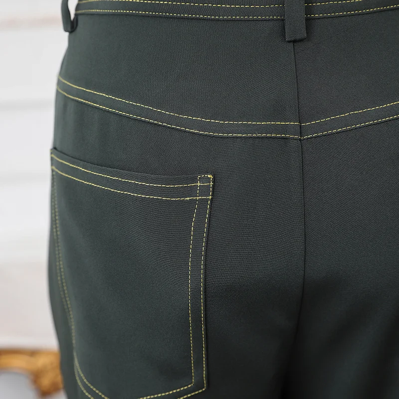 VOA плотные шелковые брюки-клеш осенние женские брюки винтажные темно-зеленые