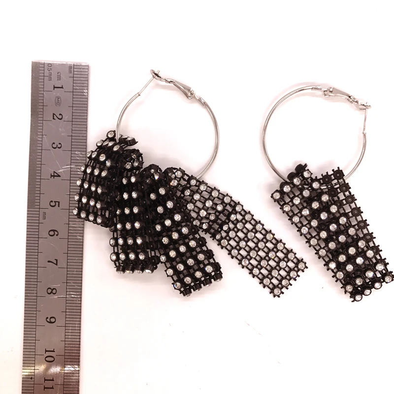 Женские длинные черные кружевные серьги ручной работы на крючках в стиле K-POP 2017 |