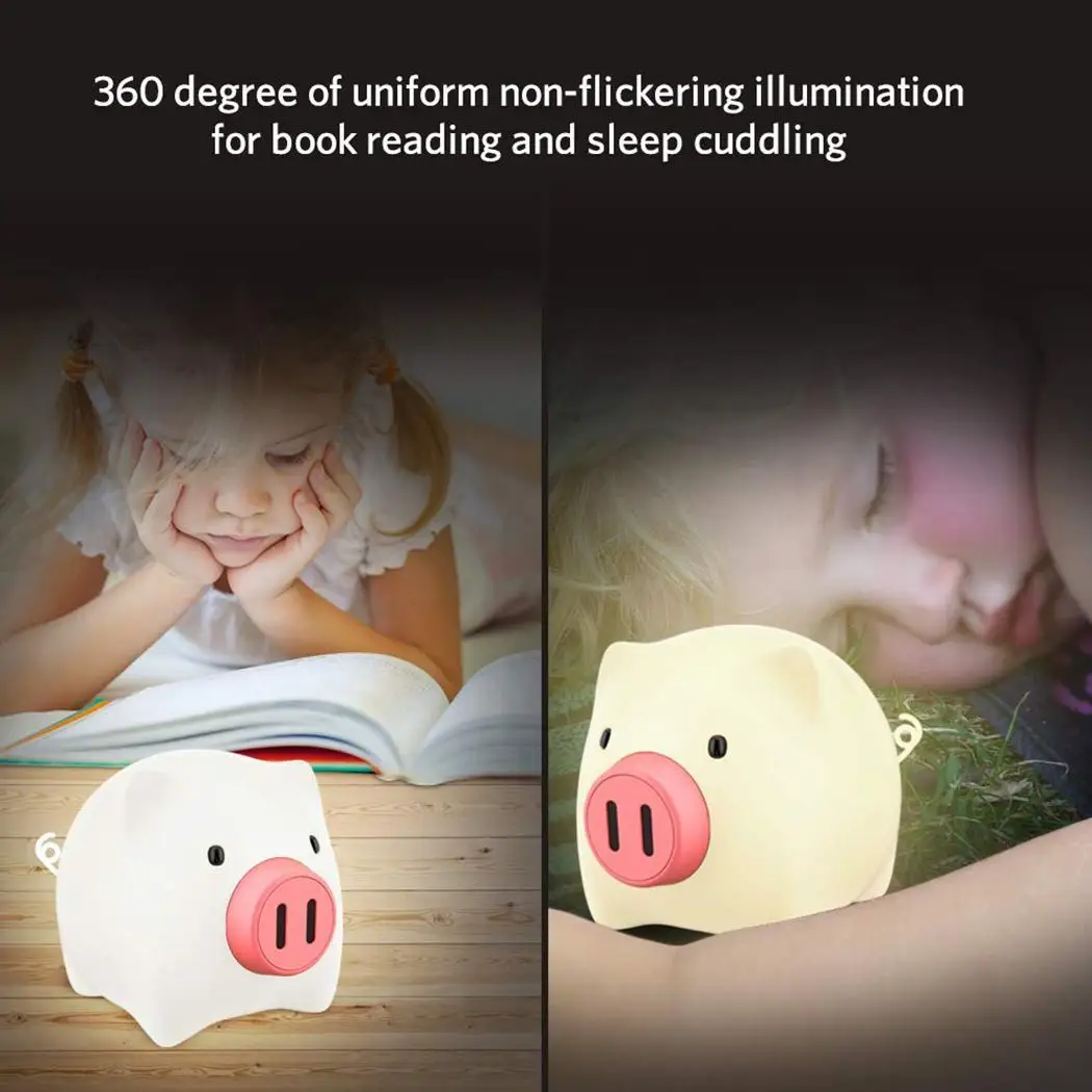 Cartoon Pig Shape LED Table Lamp Bedroom Desk Dormitory Creative light USB Charging Night 1 DC3.5 Light | Освещение