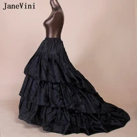 janevini 3 hoops sweep train petticoat underskirt for wedding dress rockabilly skirt black bridal petticoat ball gown adjustable